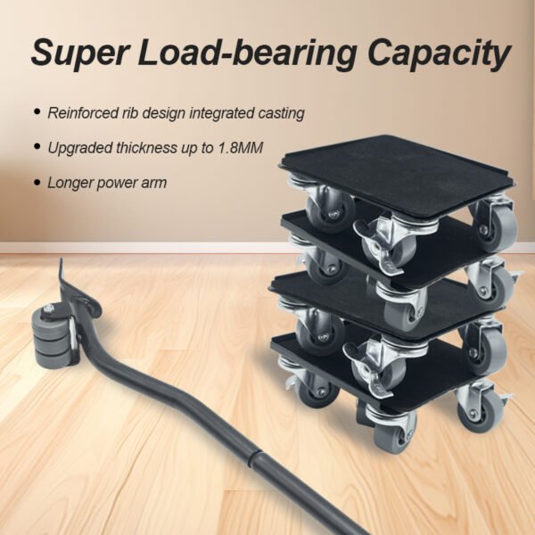 Furniture Dolly,Furniture Movers with 5 Wheels,Carbon Steel Panel Heavy Duty Dolly,Furniture Lifter with 5 360° Rotatable Rubber Universal Wheels,Maximum Load 3474LBS