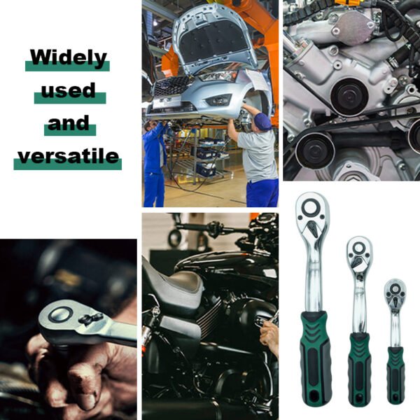 3-Piece Ratchet Set, 1/4", 3/8", 1/2" Drive Ratchet Handle, 72-Tooth, Quick-release Reversible，Drive Ratchet Socket Wrench，Chrome Vanadium Steel Made - Image 4