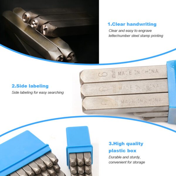 Professional 36Pcs. Steel Metal Stamps Set,(3/16”) 5mm,Steel Number and Letter Punch Set,Alloy Steel Made HRC 58-62 for Jewelry Craft Stamping - Image 4