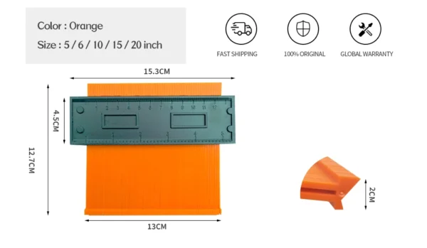 5 Inches Widened Square Head Aluminum Lock Contour Gauge - Image 4